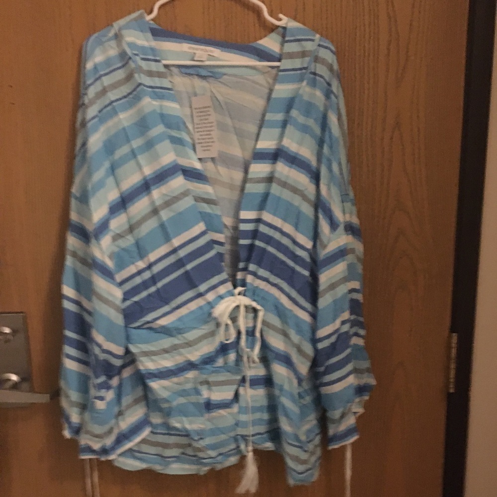DREAMS co fountain blue stripe tassel tie robe 1x A-14